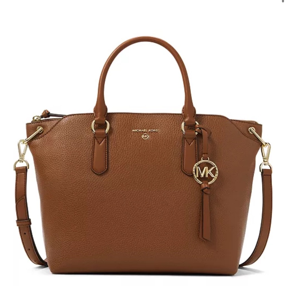 MICHAEL Michael Kors Elson Large Convertible Satchel in Brown Luggage AUTHENTIC